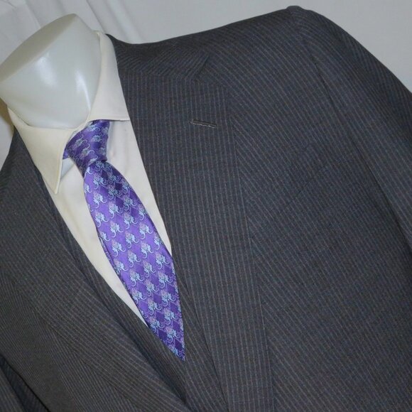Anderson Sheppard Savile Row Bespoke Gray Striped Three Piece Suit 42XL - Picture 7 of 16